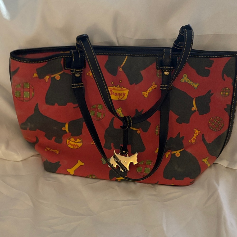 Dooney & Bourke Red and Black Scottie Dog Tote